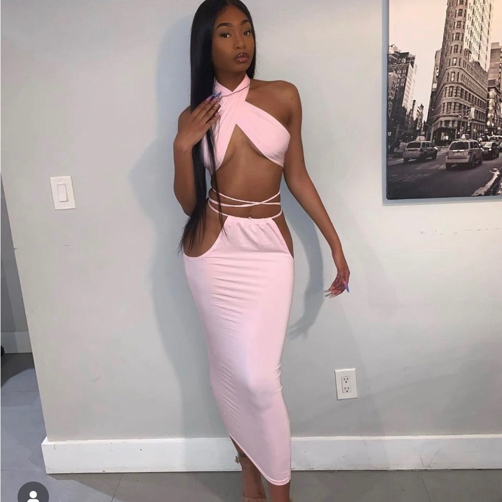 Pink two piece set “come and see me “ set
